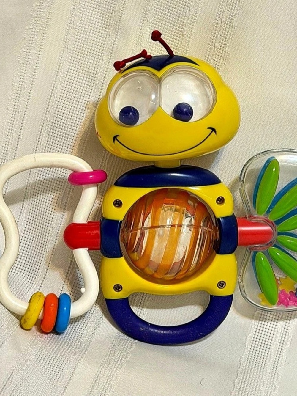 Munchkin Vintage Bobble Bee Baby Toy Rattle Teether Google Eyes